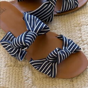 Time and Tru Women's Navy and Brown Striped Sandals